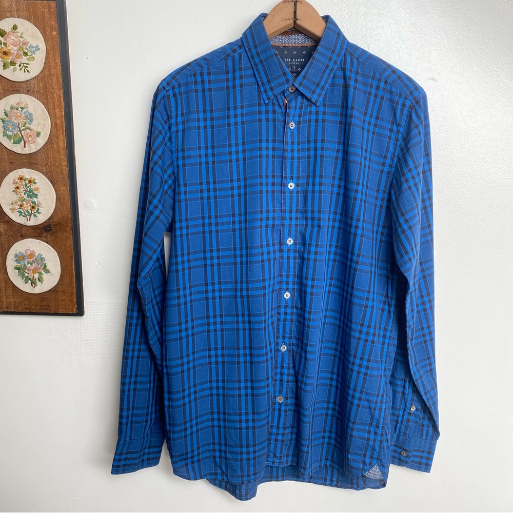 Ted Baker London Plaid Button Down Shirt Size 3